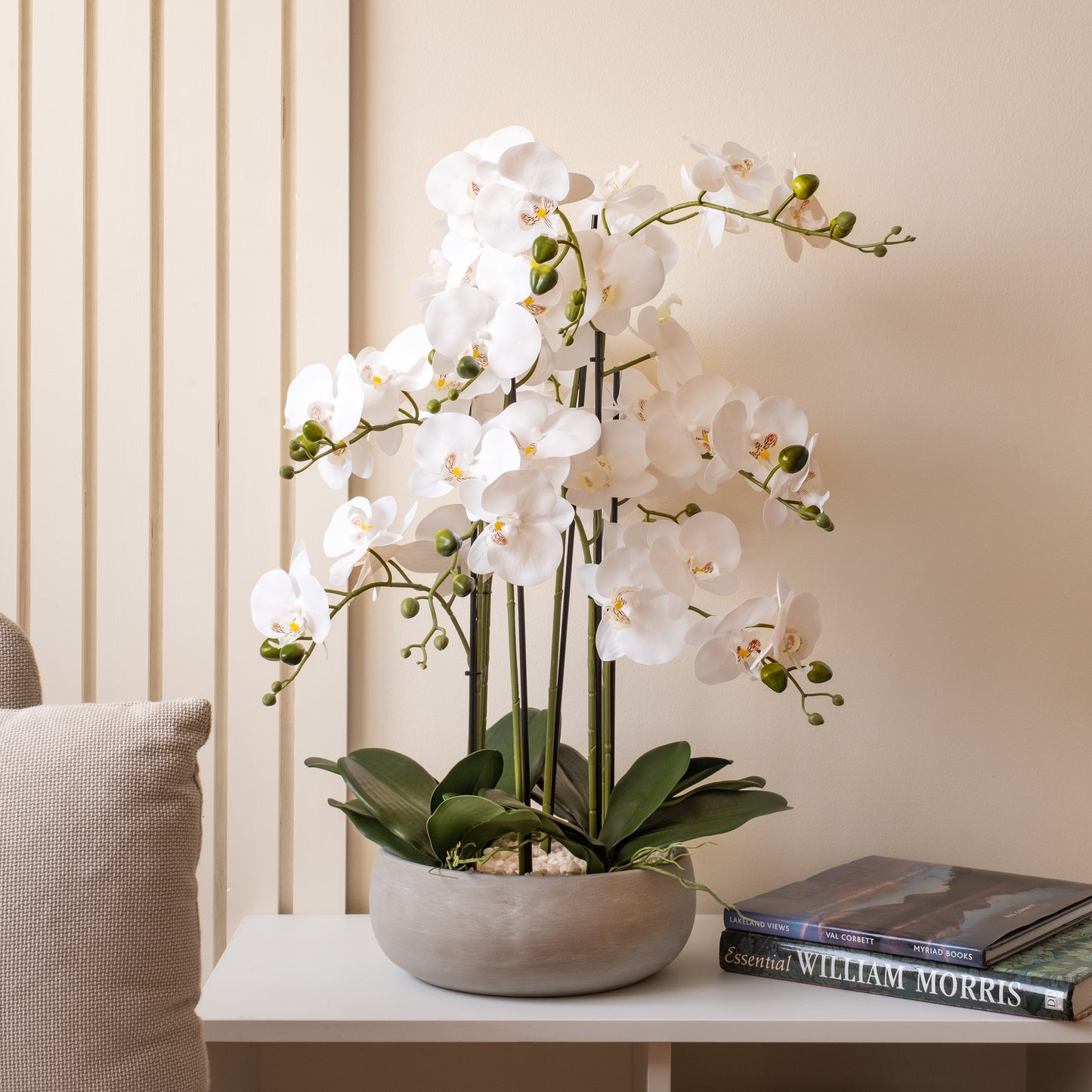 68cm Real Touch 10-stem Orchid in Grey Ceramic Pot