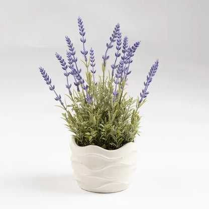 33cm Lavender in Wavy Cement Pot