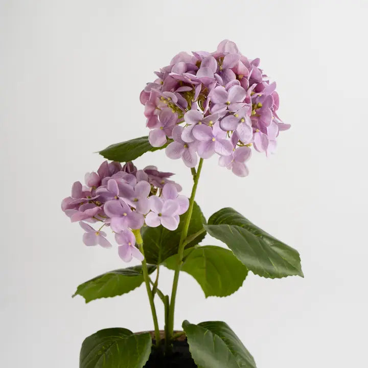40cm Real Touch Lilac Hydrangea in Rustic Pot