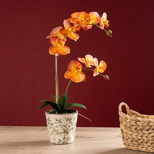 61cm Real Touch Orange Phalaenopsis Orchid in Pot