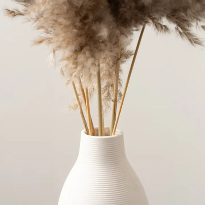 90cm Natural Pampas in Ribbed Ceramic Vase