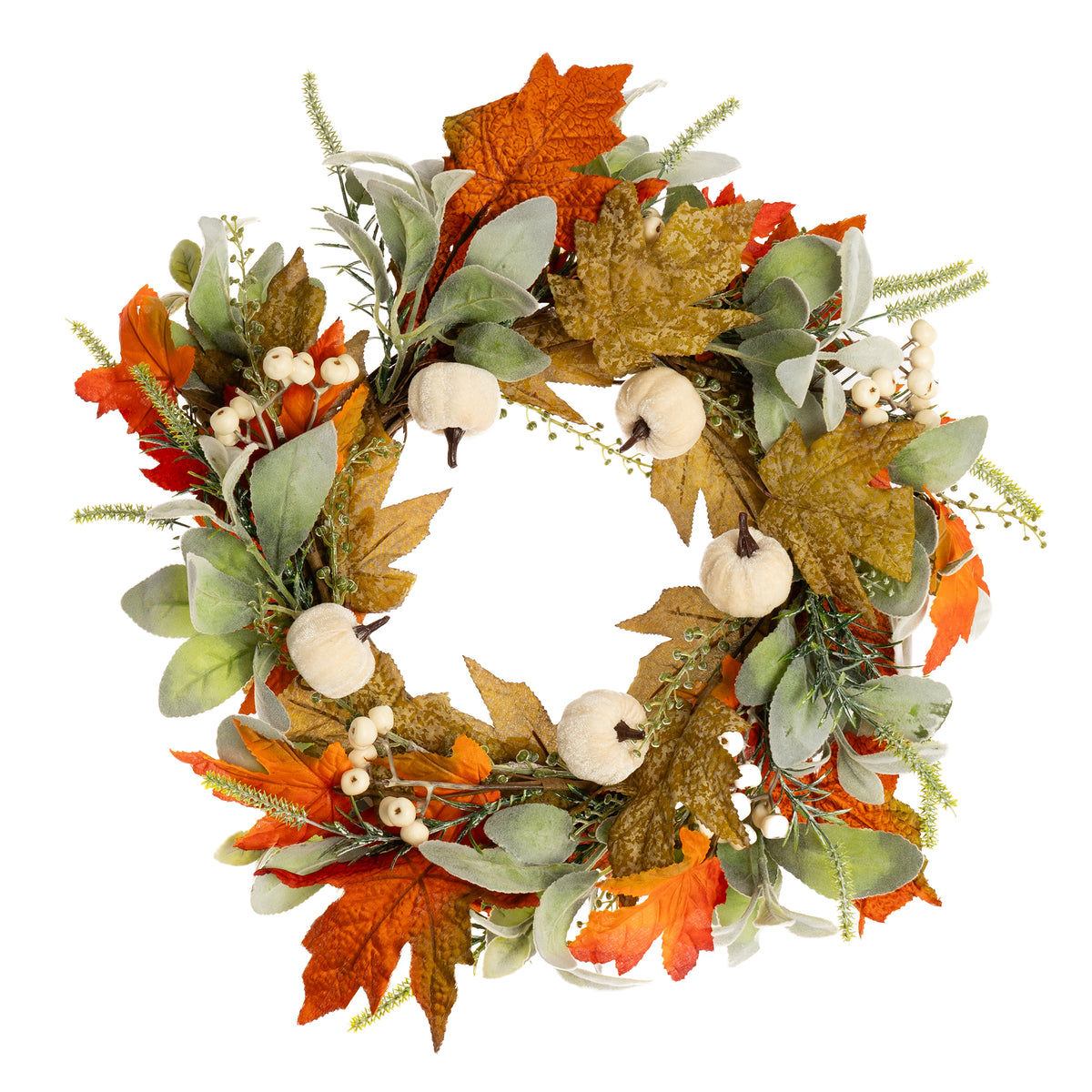 45cm Pumpkin Wreath Green/Orange