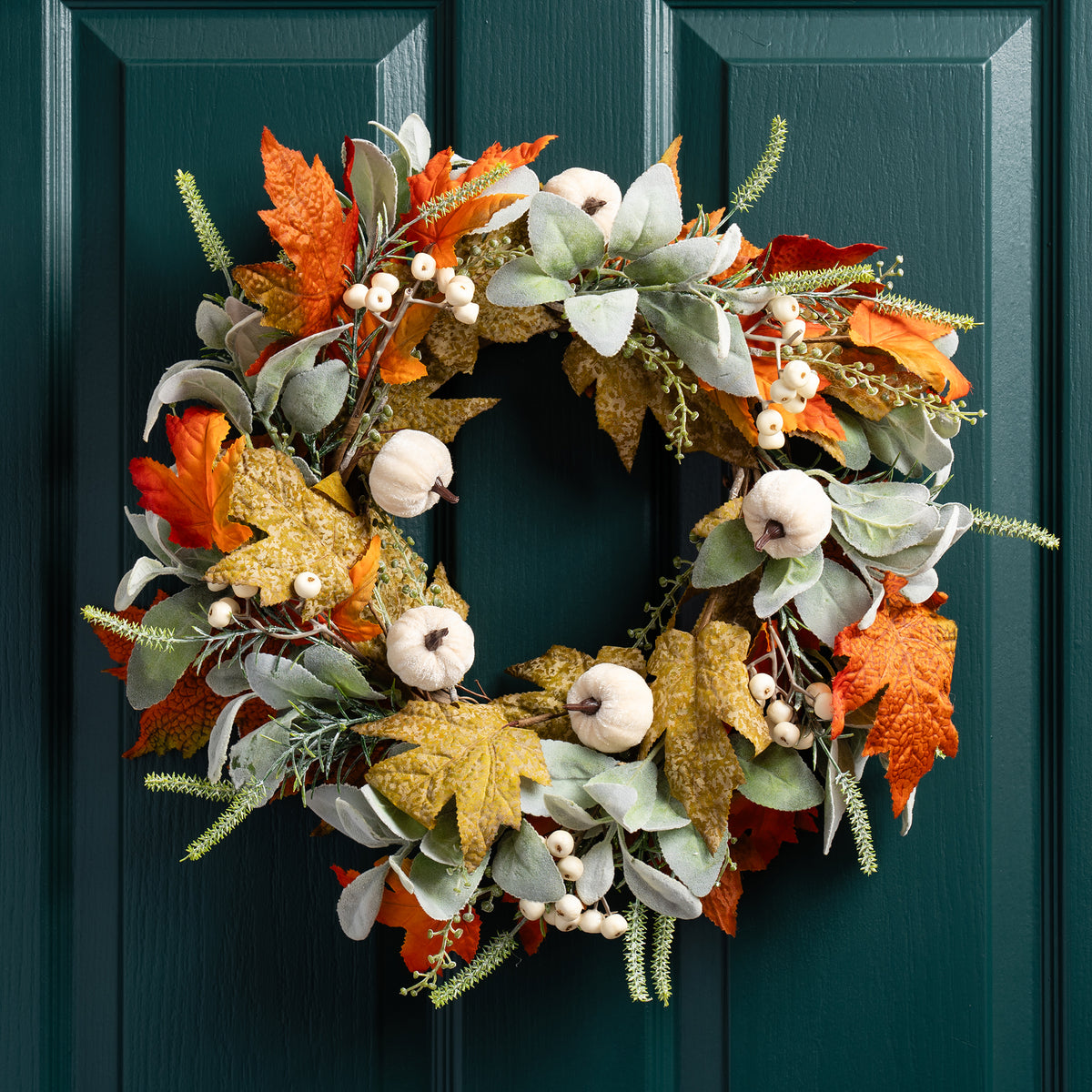 45cm Pumpkin Wreath Green/Orange