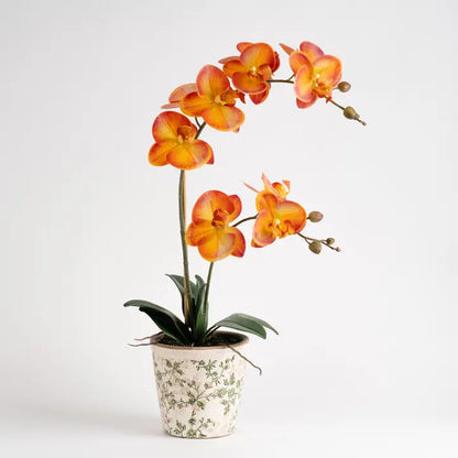 61cm Real Touch Orange Phalaenopsis Orchid in Pot