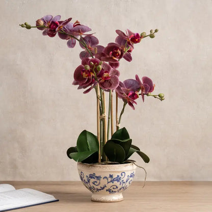 54cm Real Touch Dark Pink Phalaenopsis Orchid in Pot