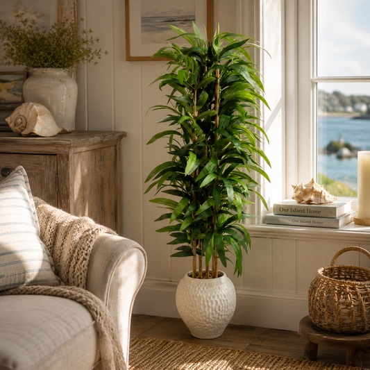 130cm Slimline Bamboo Tree in Dimpled Ceramic Pot